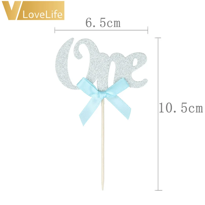 6 шт. торт для первого дня рождения золотой серебряный сверкающий одна лента бант