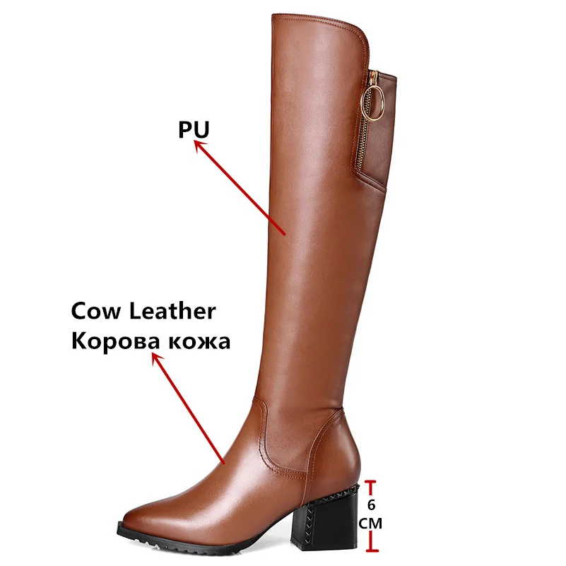 FEDONAS/модные женские сапоги выше колена; обувь для вечеринок из натуральной кожи на высоком каблуке с острым носком; женские обтягивающие высокие сапоги