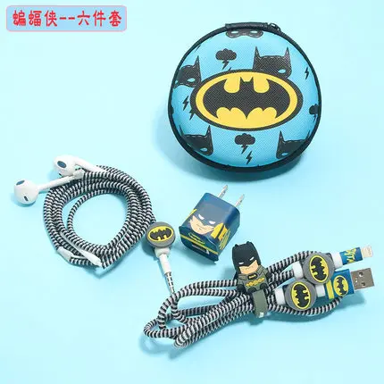 Новые мультяшный usb-кабель протектор для наушников комплект с коробкой кабеля Стикеры для намотки спиральный usb-шнур с зарядным устройством для iPhone 7 7 плюс 6 6s 8 X