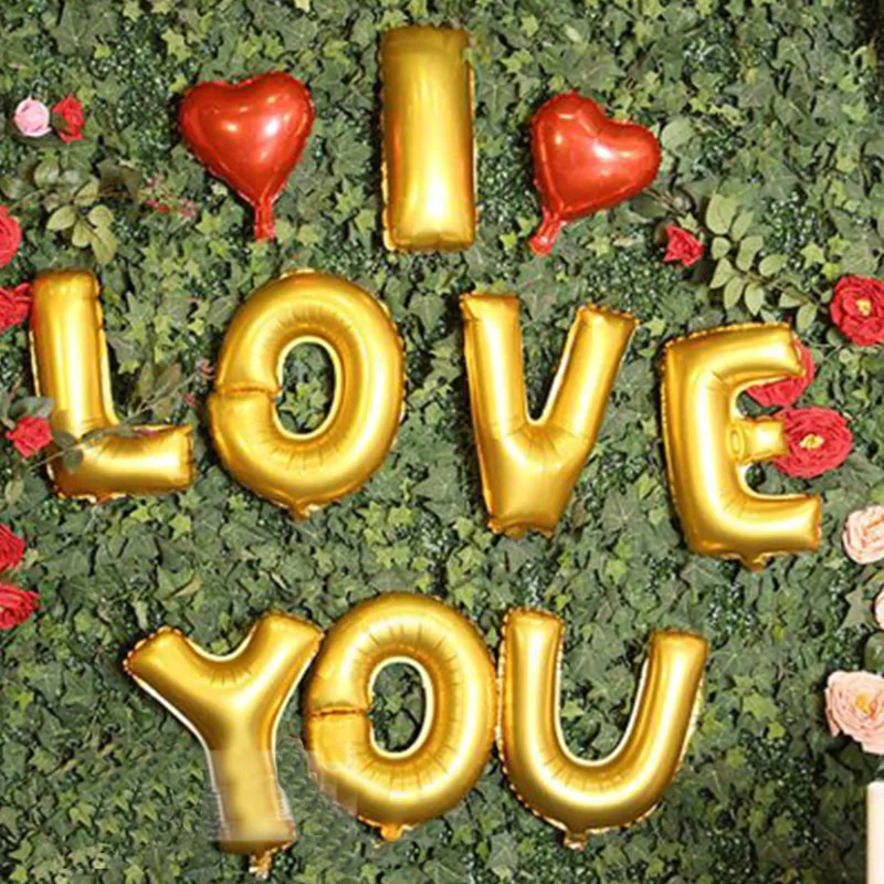 1 Набор I LOVE YOU письмо Фольга воздушные шары из розового золота в форме сердца