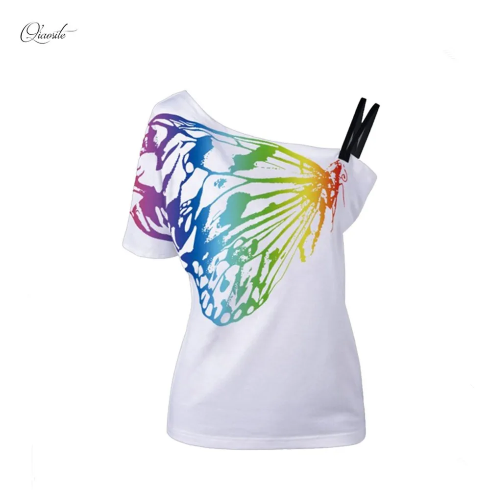 2017 модная женская футболка с принтом бабочки летний подвесной Слинг хлопок дикая