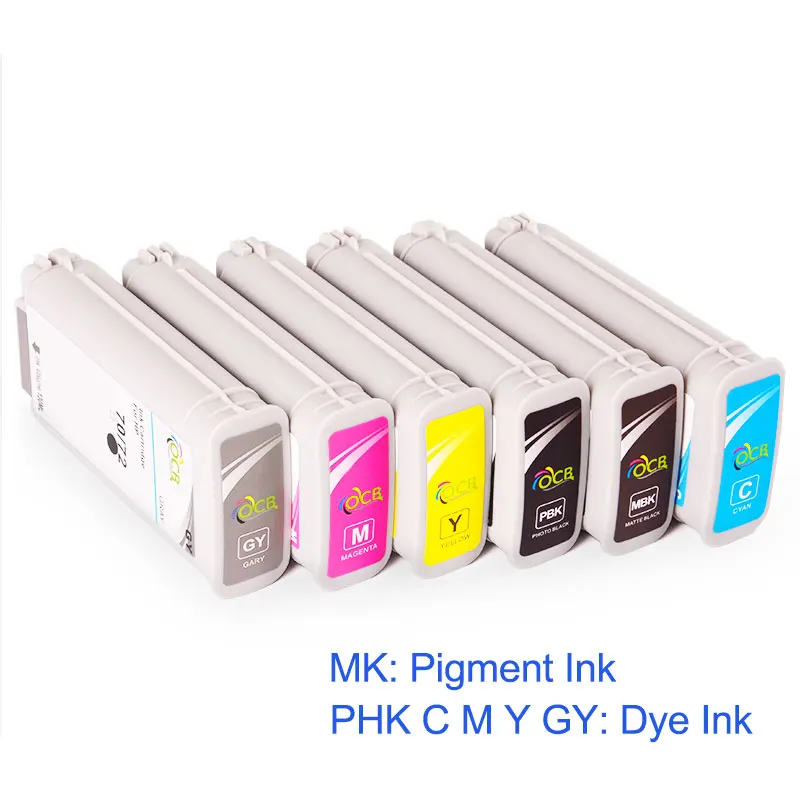 One Set-MK Pigment Ocinkjet набор состоит из 6 предметов для hp 72 чернильный картридж с чернилами совместимый чип для hp T610 T620 T770 T790 T1100 T1120 T1200 T1300 принтер - Цвет: One Set-MK Pigment