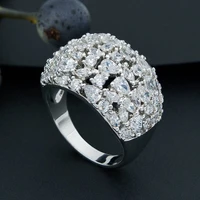 newness super sparkling silver color full cubic zirconia copper wedding engagement rings jewelry for women