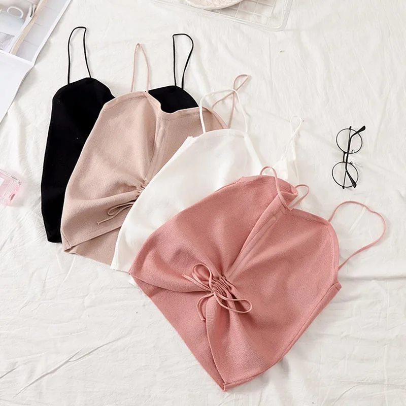 Кроп Топ женский в полоску на шнуровке с кисточками|Топы| |