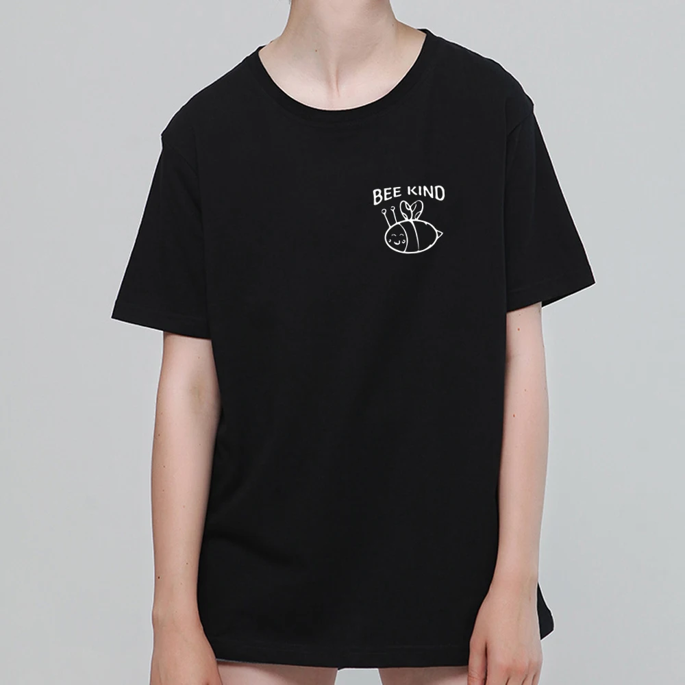 Женская хлопковая Футболка с принтом и карманами в стиле Харадзюку | одежда