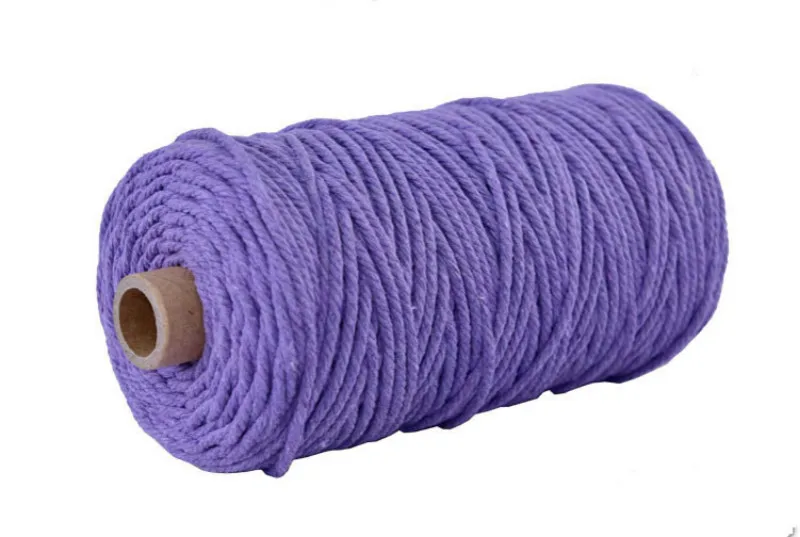 purple 3 мм хлопок, веревка, шнур макраме, искусство и ремесла, аксессуары для украшения дома, китайский узел, шнур, садовые аксессуары для улицы - Цвет: purple