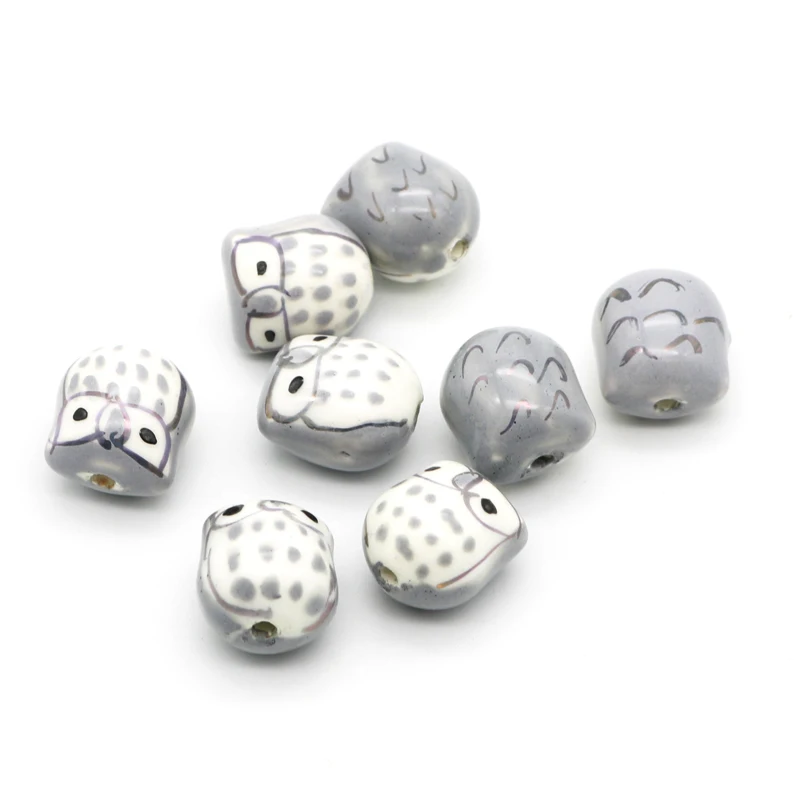 

Wholesale 20pcs/lot Colorful Ceramic Animals Beads 16x14mm Owl Porcelain Charms High Quality Handmade Fashion Beads DIY Making