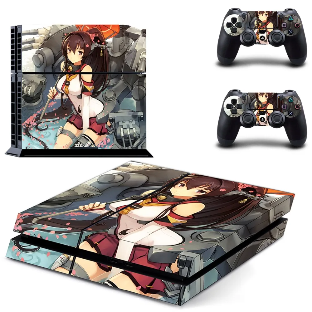 Виниловая наклейка на кожу для консоли Sony Playstation 4 и 2 контроллеров PS4 с русским