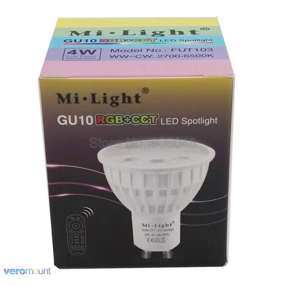 MiLight GU10 4W RGB+ CCT Светодиодный прожектор FUT103 110V 220V полноцветный пульт дистанционного управления смарт-лампа WiFi Совместимость 4-зоны дистанционного управления