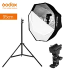 Зонт Godox для вспышки, восьмиугольный софтбокс, 95 см, 37,5 дюйма, с держателем горячего башмака типа B, для Canon, Nikon, Godox