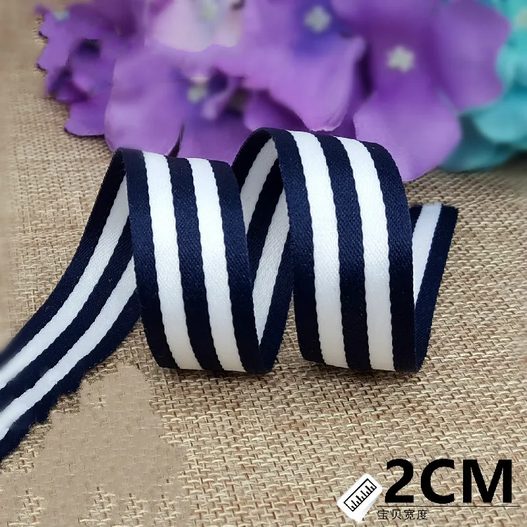 (1 м/лот) 3/4 &quot20 мм темно синяя белая полоса grosgrain лента DIY Ручная работа швейная