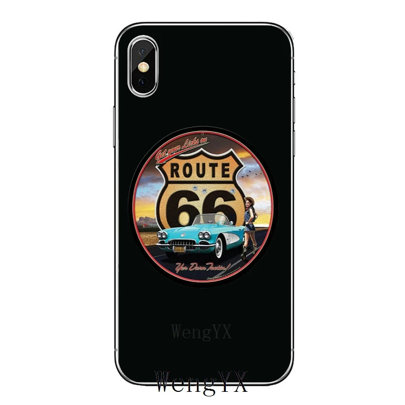 ТПУ Мягкие аксессуары чехол для телефона для Apple iPhone X XR XS Max 8 7 6s 6 plus SE 5S 5c 5 4S 4 Винтажный стиль Америка Route 66