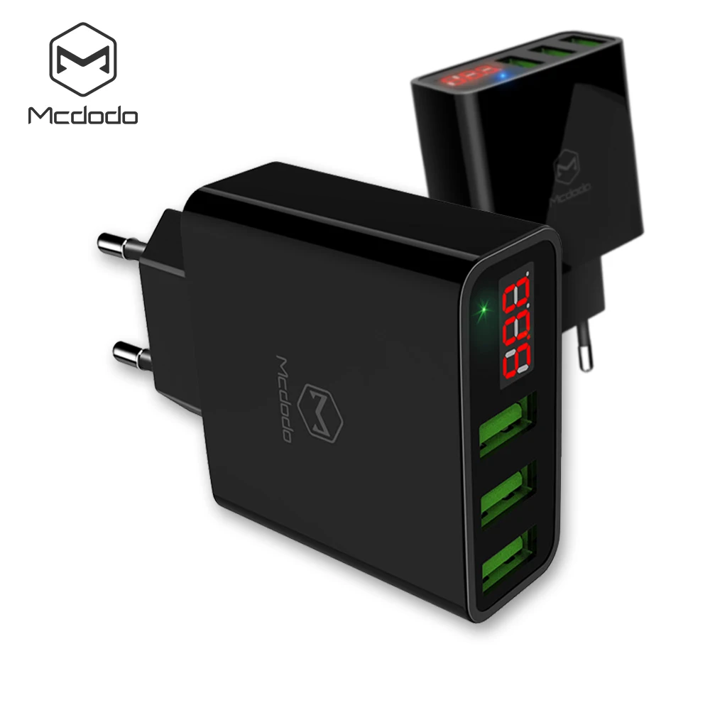 Mcdodo USB Зарядное устройство 3 Порты светодиодный Дисплей ЕС Max 3A смартфон быстро