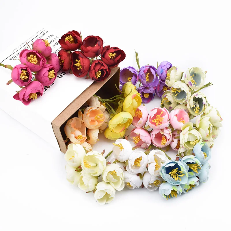 6 шт. Скрапбукинг stamen декоративные цветы венки розы DIY Подарочная коробка