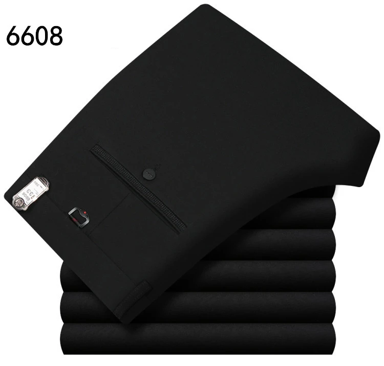 6608 black ICPANS черный костюм брюки для мужчин стрейч бизнес мужской костюм брюки классические прямые свадебное платье брюки летние мужские s брюки офис - Цвет: 6608 black