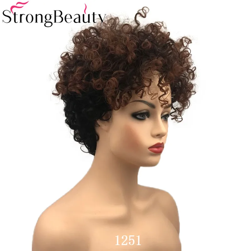 1251 1B1BTR33C StrongBeauty женский синтетический короткий парик без косточек коричневые волосы кудрявые парики - Цвет: 1251 1B1BTR33C