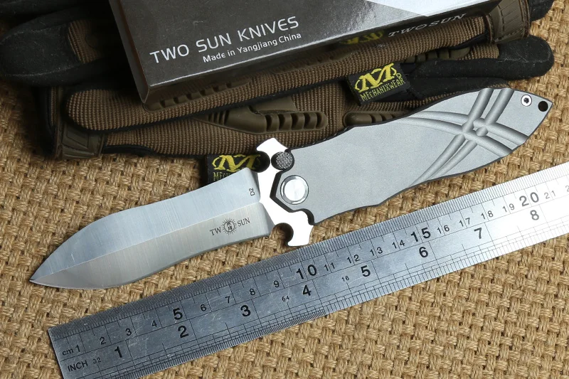Два солнца TS46 Тактический Flipper мяч brearing складной нож D2 лезвие titanium Отдых на