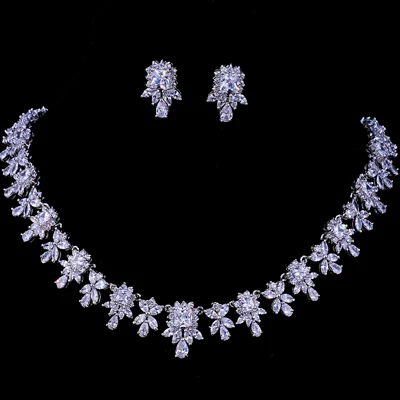 GMGYQ цирконы Wit Goud Kleur Rood En Groen CZ Кристалл Свадебный Ketting Oorbellen Sieraden роскошный бруилофт Ювелирные наборы Аксессуары - Окраска металла: white-white gold
