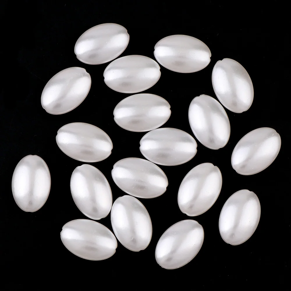 50 г/пакет сверкающие яйца оволь плоские чисто белые гладкие жемчужные бусины с