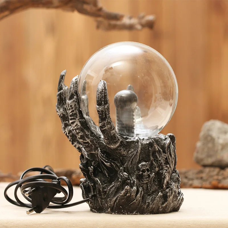 Novelty 2019 LED Lamps Skeleton Hand Electrostatic Ion Magic Ball Touch Sensor Glass Light On Desk Decoration Plasma | Лампы и
