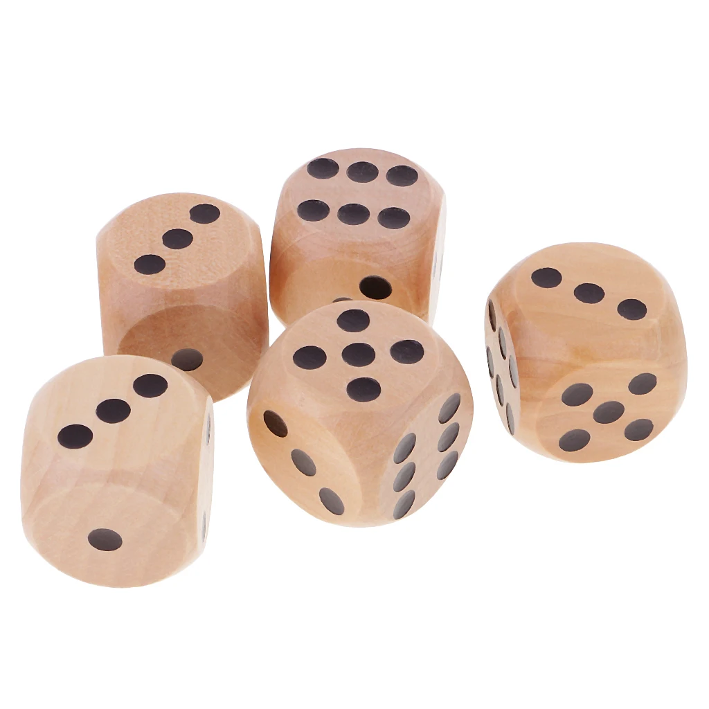 Деревянные игральные кости D6 5 шт. 3 см 6 сторонние точечные для D & TRPG DND MTG