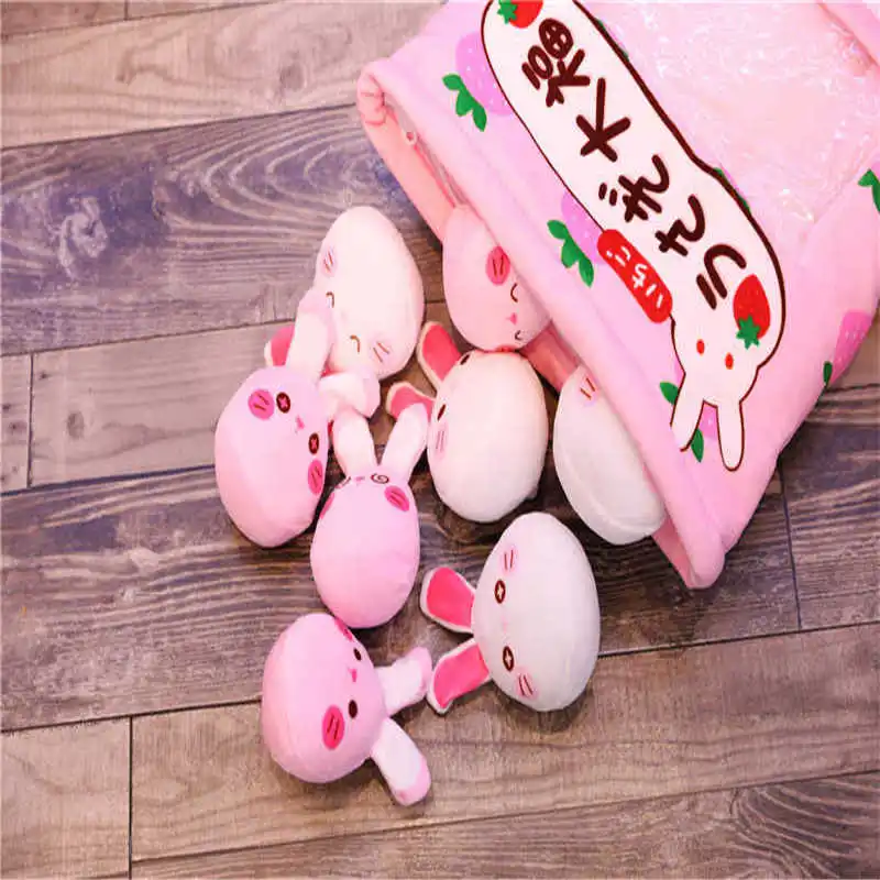 

A bag of 8pcs sweet candy plush toys simulation snack throw pillow kawaii sakura rabbit plush creative toys for children/baby