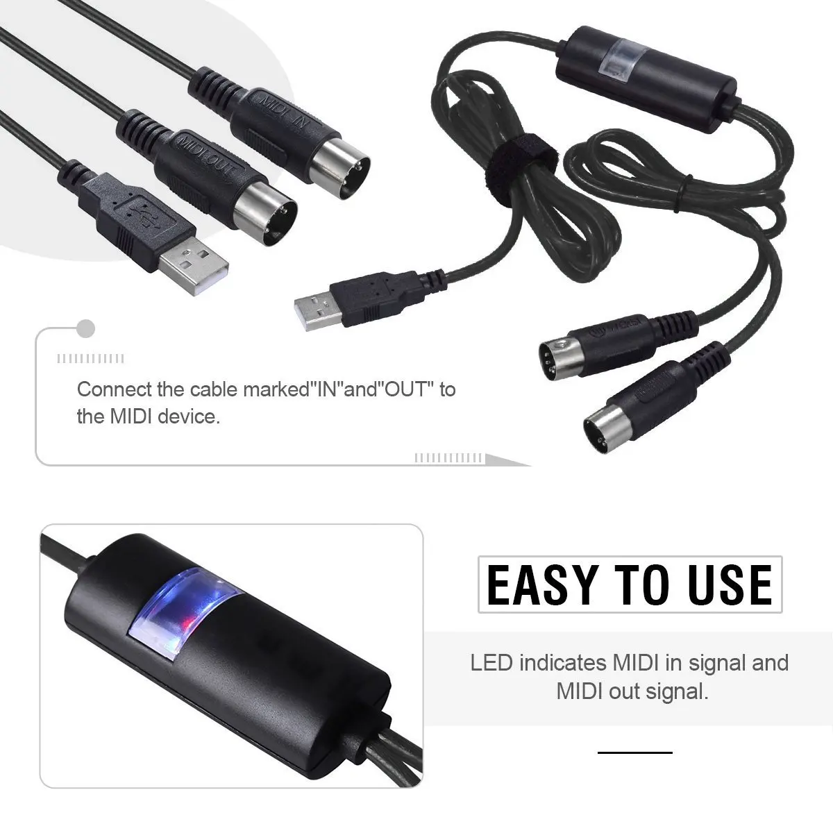 Профессиональный USB в выход MIDI кабель ПК/ноутбук/Mac на музыкальную клавиатуру