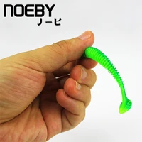 noeby 5 pcslot soft lure 87 5mm5g t tail fishing lures soft worm swimbait jig head luminous paddle tail soft grubs fly fishing