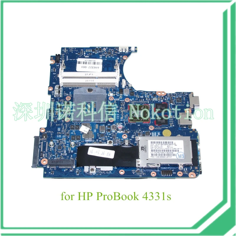

NOKOTION 646327-001 4431S для HP Probook 4331S материнская плата для ноутбука HM65 чипсет HD6490M 512M DSC graphics DDR3