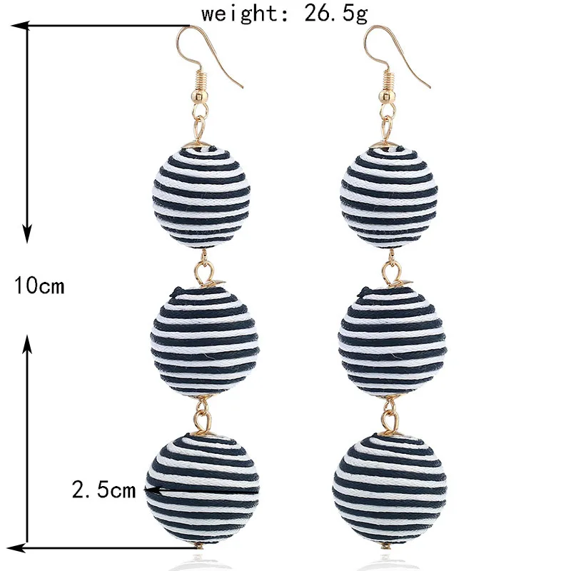 Colorful Thread Wrapped Ball Earring Bohemian Rope Dangle | Украшения и аксессуары