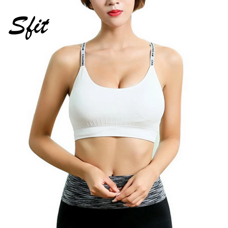 Sfit 2019 Женская полоска с надписью спортивный бюстгальтер Быстросохнущий
