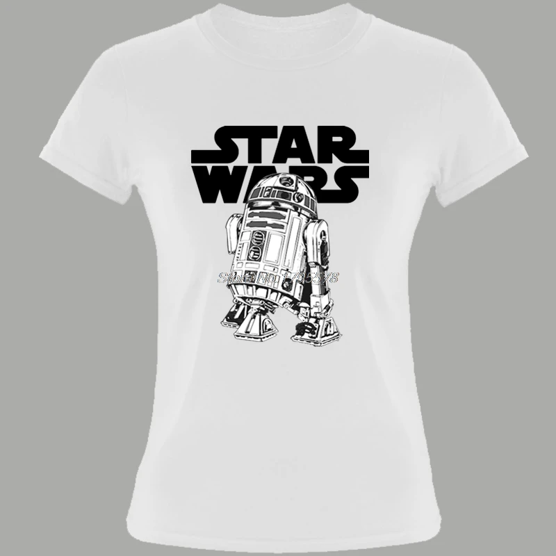 Классический R2D2 футболка Звездные войны женская летняя хлопковая футболка с коротким рукавом крутые футболки Топы Harajuku уличная - Цвет: White