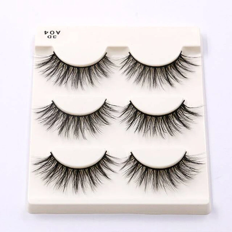 3pairs 1box Multi-Layer Stereo 3D Mink Eyelashes Handmade Crisscross Fake Lashes Plastic Cotton Stalk Curling False Eyelash | Красота и