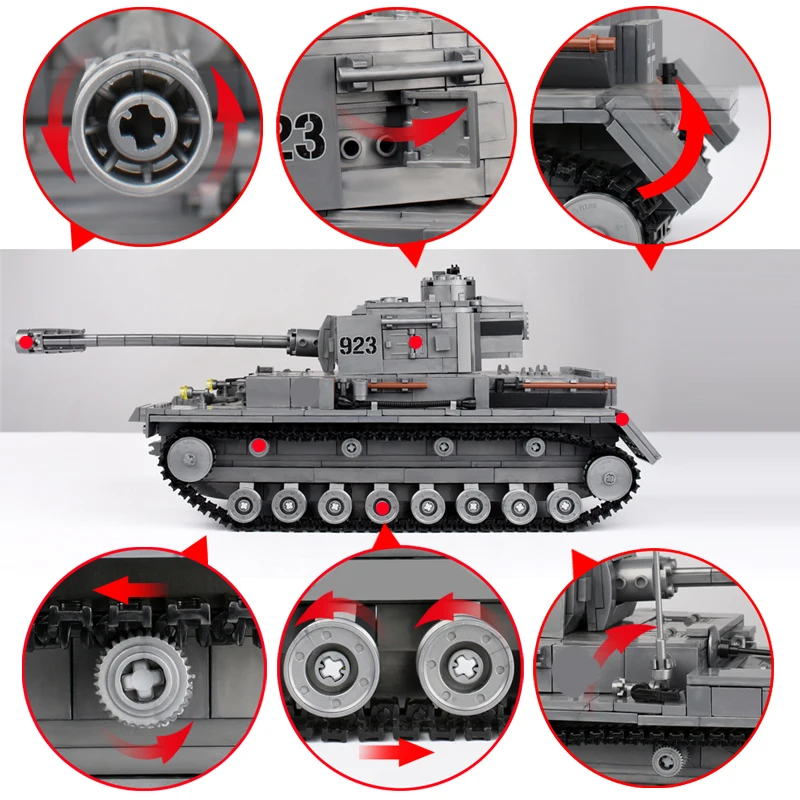 KAZI большой Танк Panzer IV блоки 1193 шт. строительные военный армейский конструктор
