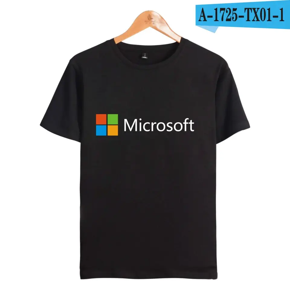 black Это Google microsoft Круглый воротник футболка s Для мужчин wo Для мужчин футболки короткий рукав с принтом летний обычный Тройник рубашка harajuku футболка одежда - Цвет: black