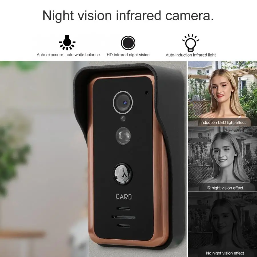 100-240V 7inch WiFi Wired Video Doorbell 1 Visual Intercom Camera Monitors waterproof smart door bell motion sensor bell