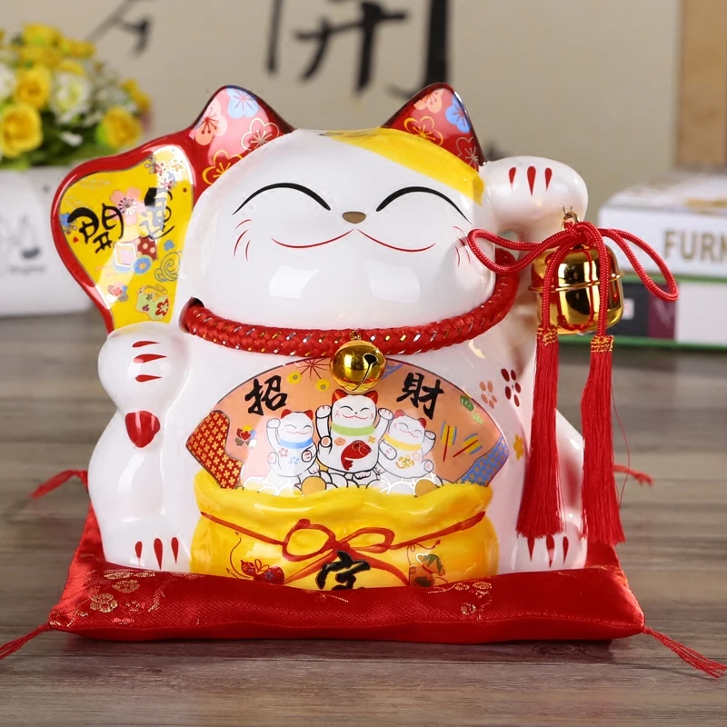 10 дюймов Maneki Neko керамический Lucky Cat домашний декор фарфоровые декоративные