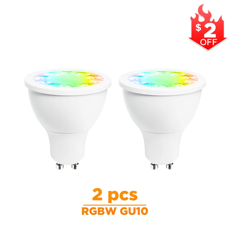 2 Pcs Color Gu10 GLEDOPTO умный дом rgb и теплый белый gu10 прожектор zigbee 5 Вт RGBW GU10 лампа AC100-240V работы с Amazon Echo plus smartThing - Испускаемый цвет: 2 Pcs Color Gu10