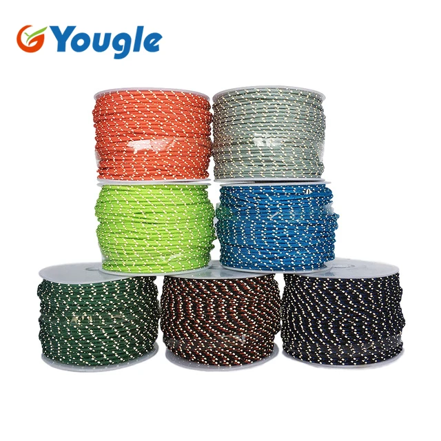 YOUGLE 50 Meters 2.5mm 3 Strands Cores 280LB Reflective Paracord Parachute Cord Tent Guy Fishing Line Clothesline
