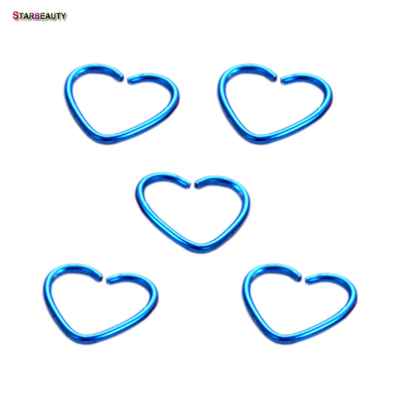 Blue Hearts 5 шт/лот звезда сердце ухо трагус пирсинг спираль пирсинга хрящей серьги пирсинг поддельные нос кольцо Daith пирсинг украшения - Окраска металла: Blue Hearts