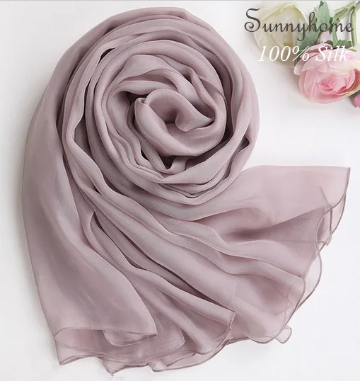 Женские шарфы брендовые роскошные из 100% натурального шелка дымчато-розовая шаль