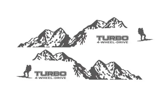 Темно-серый Виниловая наклейка на 4 колеса с Горным приводом для Toyota Prado Land Curies, уличная спортивная наклейка s, наклейка для боковой отделки двери автомобиля - Название цвета: Темно-серый