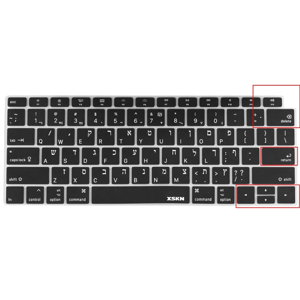 Чехол для клавиатуры XSKN на иврите нового MacBook Air 13 &quotс сенсорным дисплеем Retina A1932