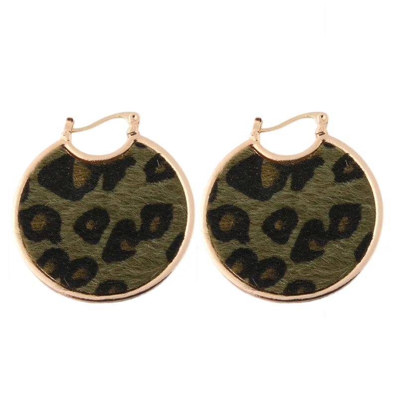 Leopard amy green NeeFu WoFu брендовые кожаные серьги для женщин бабочка большой серьги круглые Медь большой Brinco уха Oorbellen рождественские украшения - Окраска металла: Leopard amy green