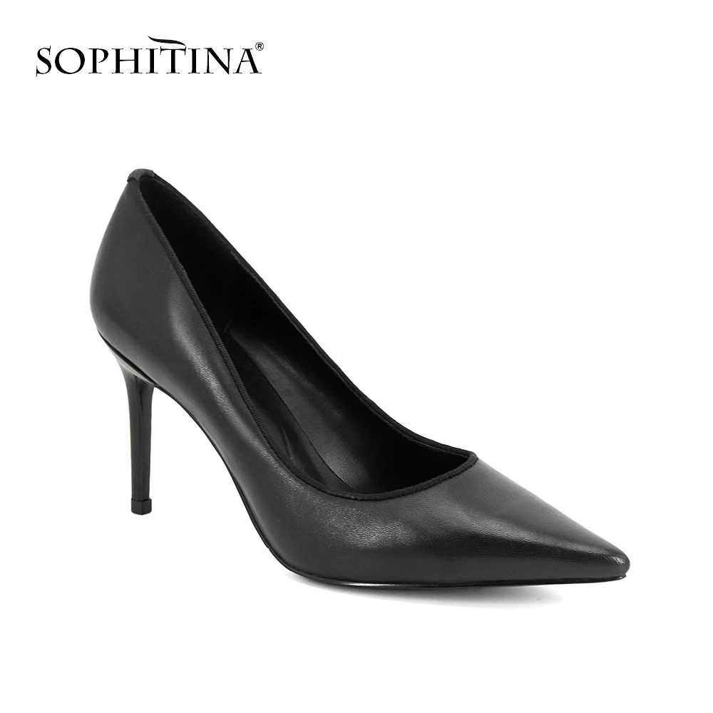 SOPHITINA/Брендовая обувь Женские черные элегантные туфли из овечьей кожи ручной