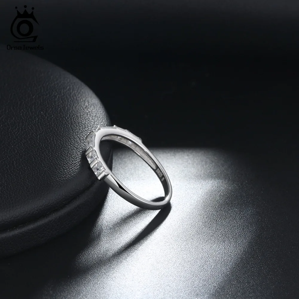 ORSA JEWELS 925 пробы серебряные кольца для женщин круглой формы с AAA кубическим цирконием Модные женские обручальные кольца ювелирные изделия SR66