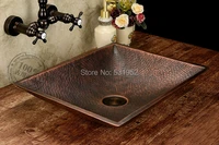 free shipping fashion wash basin rectangular basin handmade copper sinkantique bronze basinbrass countertop basin wholesale