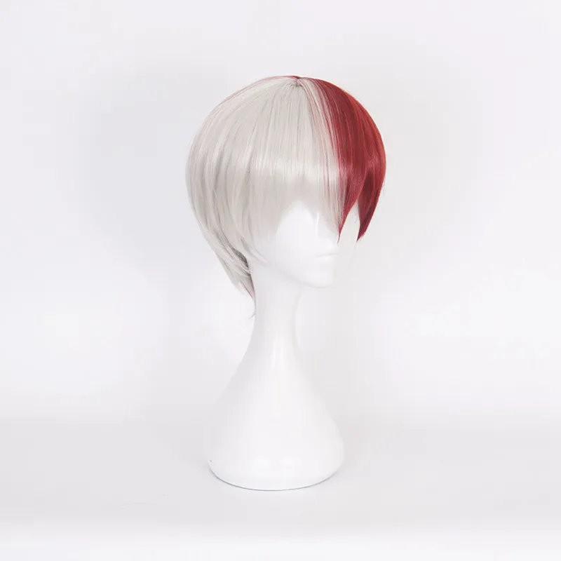 High Quality My Hero Academia Boku no Hiro Akademia Shoto Todoroki Shouto Wigs Silver White And Red Cosplay Wig + Wig Cap