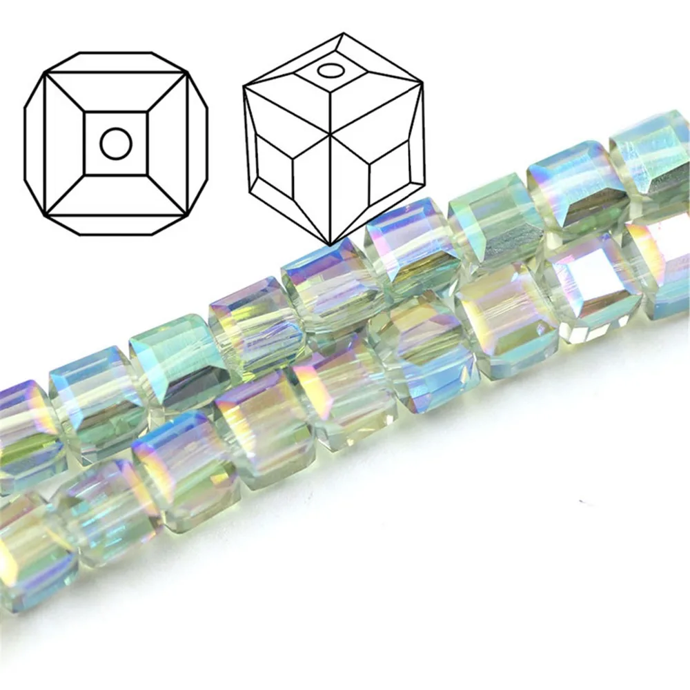 Square Crystal Beads 4MM 100PCS/LOT AB Color Loose Rhinestones Faceted Glass For Needlework Accessories | Украшения и аксессуары