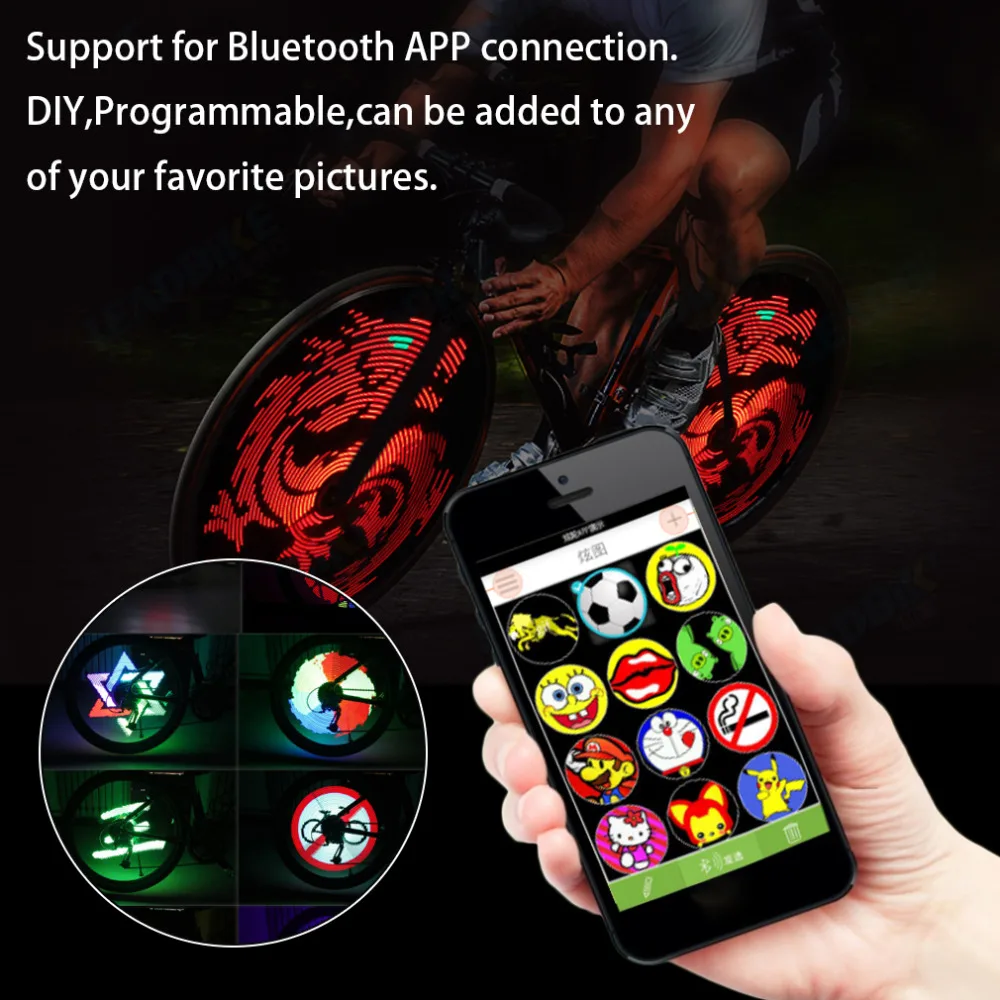 Велосипедная Светодиодная лампа на колесо Smart Bluetooth интеллектуальное управление подсветка колес велосипеда колесо спиц светильник s водонепроницаемый для телефона y737 S-8